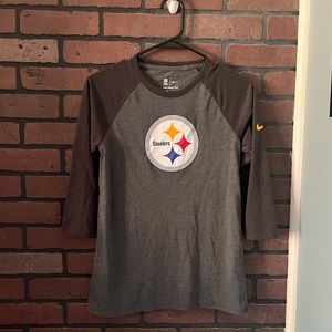 Pittsburgh Steelers NFL Teams Women’s 3/4 Sleeve T Shirt Grey Size Small